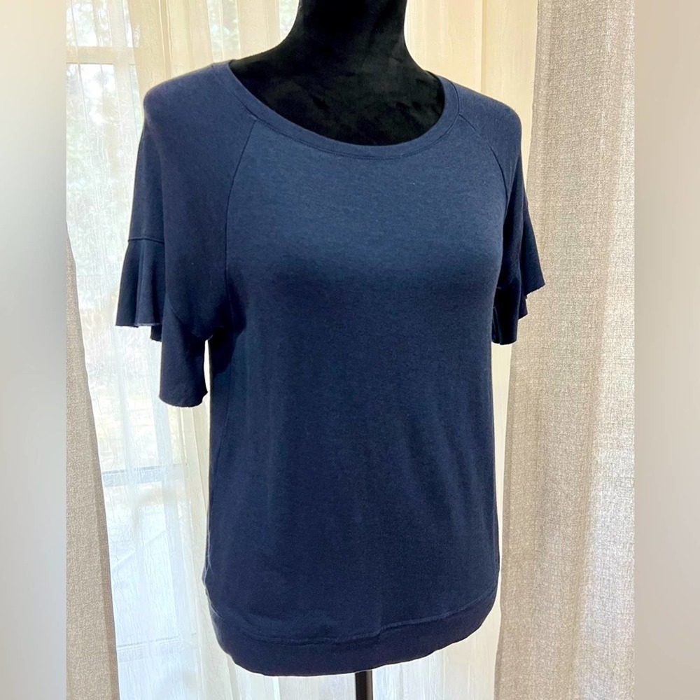Anthropologie Michael Stars Flutter Sleeve Navy top